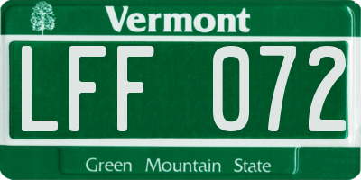 VT license plate LFF072