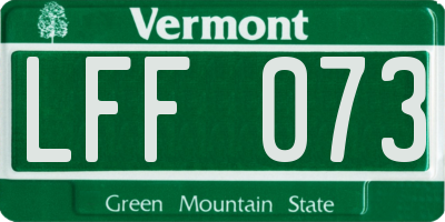 VT license plate LFF073
