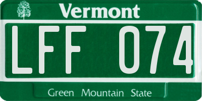VT license plate LFF074