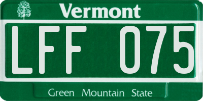 VT license plate LFF075