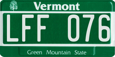 VT license plate LFF076
