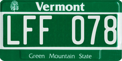 VT license plate LFF078