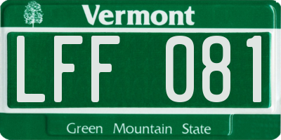 VT license plate LFF081