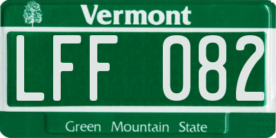 VT license plate LFF082