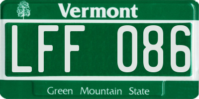 VT license plate LFF086