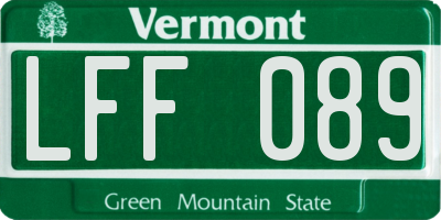 VT license plate LFF089
