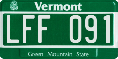 VT license plate LFF091