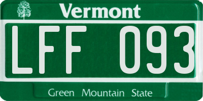 VT license plate LFF093