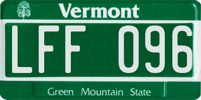 VT license plate LFF096
