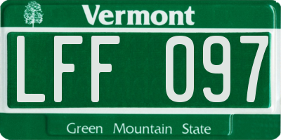 VT license plate LFF097
