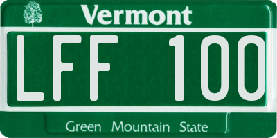 VT license plate LFF100