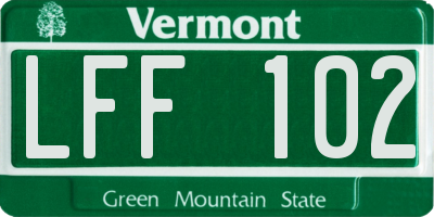 VT license plate LFF102