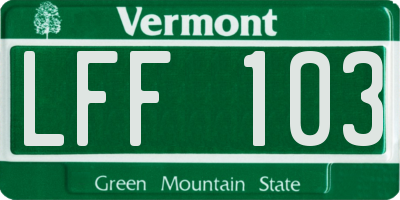 VT license plate LFF103