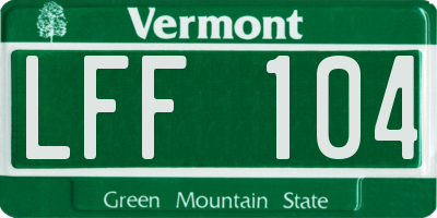 VT license plate LFF104