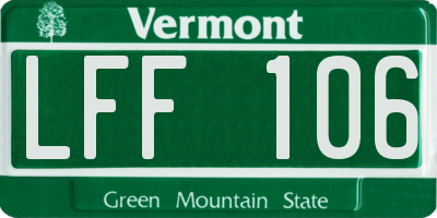 VT license plate LFF106