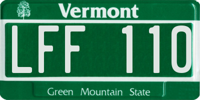 VT license plate LFF110