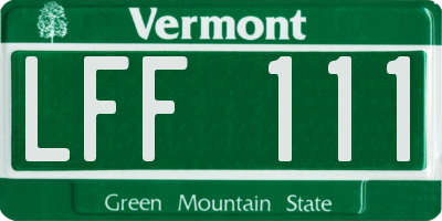 VT license plate LFF111