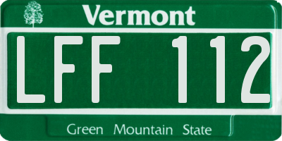 VT license plate LFF112