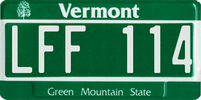 VT license plate LFF114