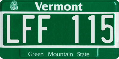 VT license plate LFF115