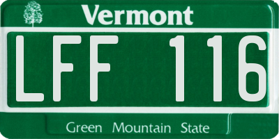 VT license plate LFF116