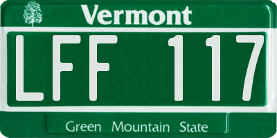 VT license plate LFF117