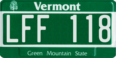VT license plate LFF118