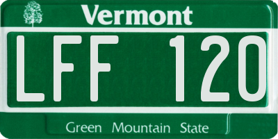 VT license plate LFF120