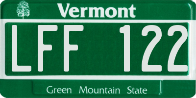 VT license plate LFF122