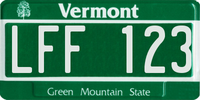 VT license plate LFF123