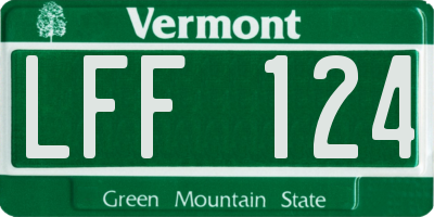VT license plate LFF124
