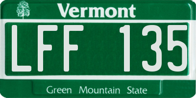 VT license plate LFF135