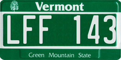 VT license plate LFF143