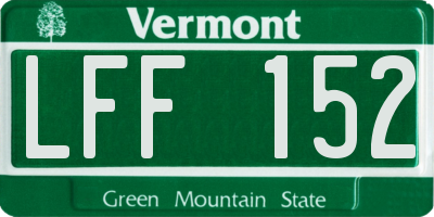 VT license plate LFF152