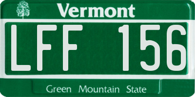 VT license plate LFF156