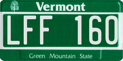 VT license plate LFF160