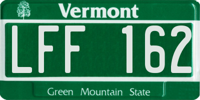 VT license plate LFF162
