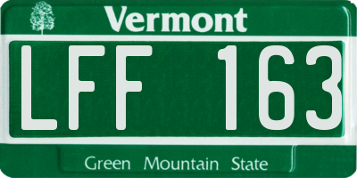 VT license plate LFF163