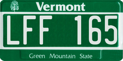 VT license plate LFF165