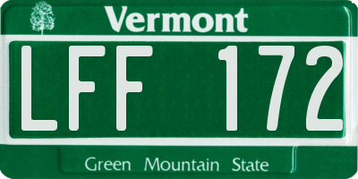 VT license plate LFF172