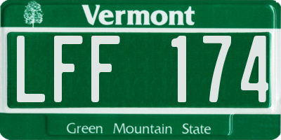 VT license plate LFF174