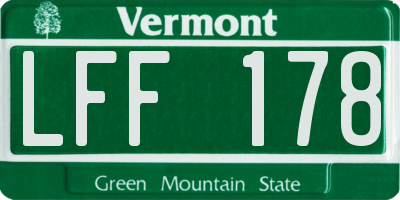 VT license plate LFF178