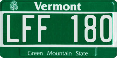 VT license plate LFF180
