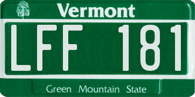 VT license plate LFF181