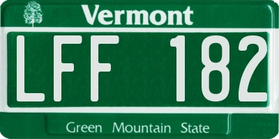 VT license plate LFF182