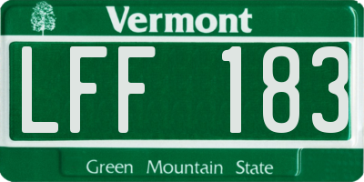 VT license plate LFF183