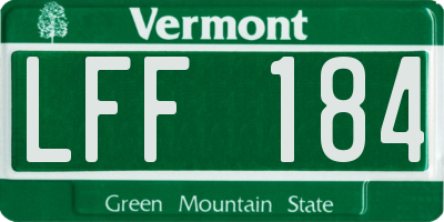 VT license plate LFF184