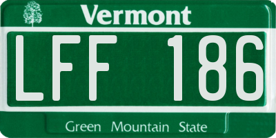VT license plate LFF186