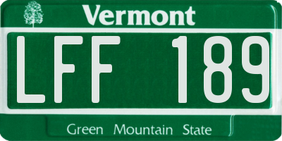 VT license plate LFF189