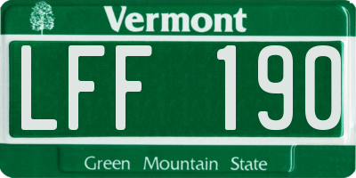 VT license plate LFF190